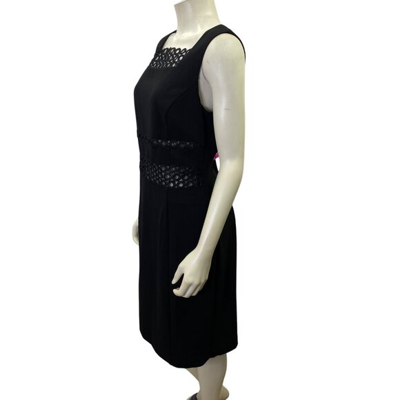 Karl Lagerfeld Black Sheath Dress Crochet Lace Overlay & Back Zipper Closure 16 - Picture 4 of 7